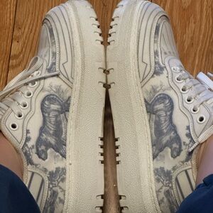 Dior Cream and Gray Artistic Sneakers